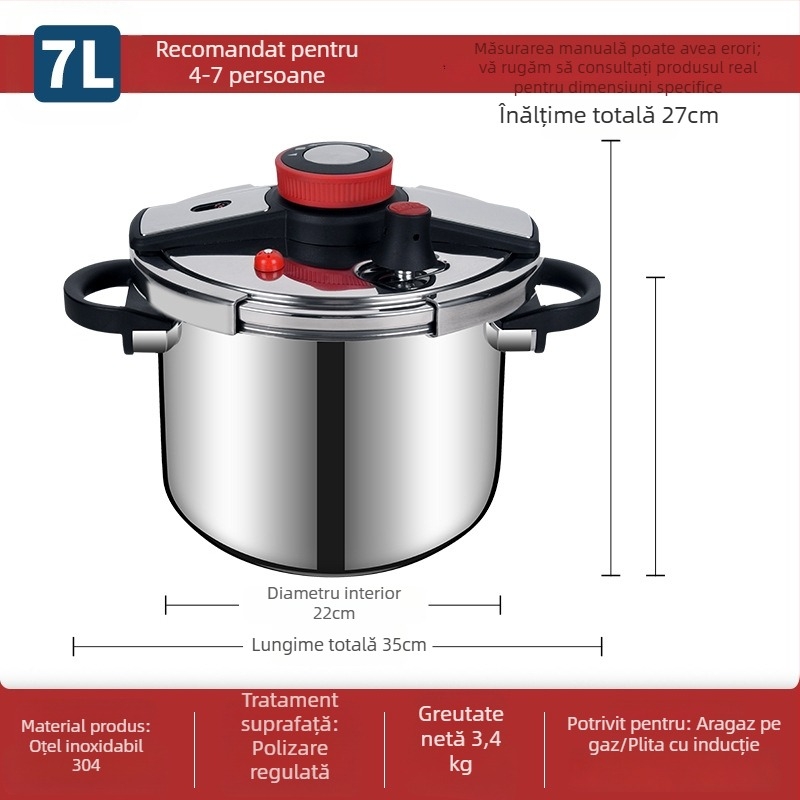 Double Happiness vas sub presiune din oțel inoxidabil 304, capacitate mare, pentru uz casnic, universal pentru plite cu gaz și inducție, rezistentă la explozie