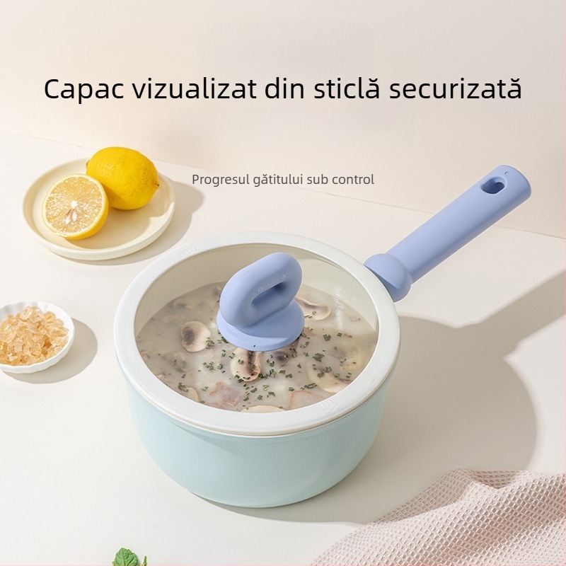 Oală de lapte ceramic glazurată pentru uz casnic, vas pentru hrana bebelușilor, oală de supă pentru o porție, potrivită pentru toate arzătoarele