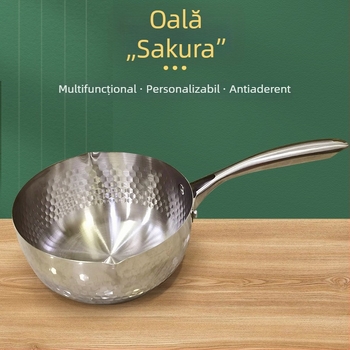 Oală Yukihira din oțel inoxidabil ciocănit, stil japonez, 304/430, pentru lapte, porție unică, oală multifuncțională pentru tăiței
