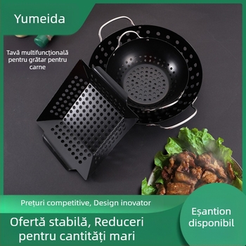 Tavă de grătar din oțel inoxidabil pentru exterior, tavă pătrată cu găuri pentru legume