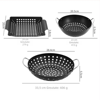 Tavă de grătar din oțel inoxidabil pentru exterior, tavă pătrată cu găuri pentru legume