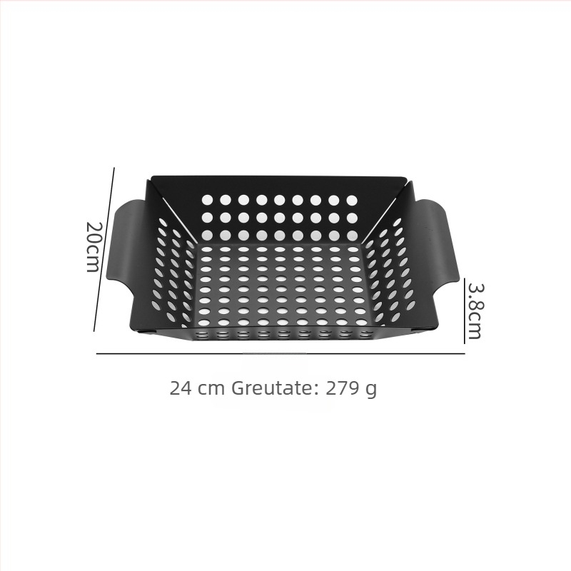 Tavă de grătar din oțel inoxidabil pentru exterior, tavă pătrată cu găuri pentru legume