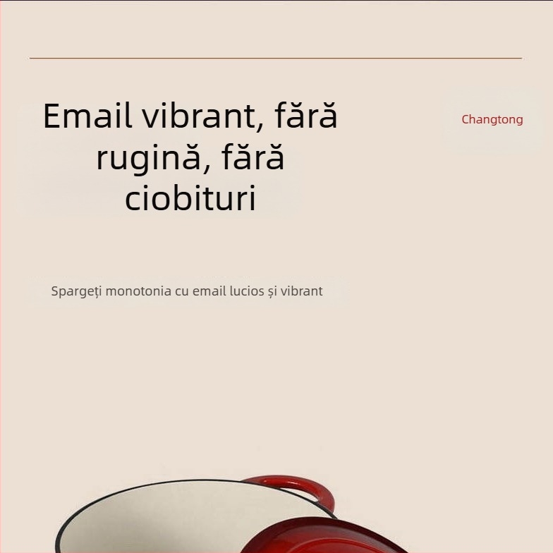 Oală de supă emailată din fontă pentru fructe de mare, capacitate 3,1–4 L, design retro, Changtong, potrivită pentru aragaz cu gaz și plită cu inducție.