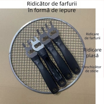 Unealtă din oțel inoxidabil pentru grătar: deschizător de sticle, accesorii multifuncționale pentru grătar, furcă și bară de ridicare, pentru grătar cu cărbune în aer liber
