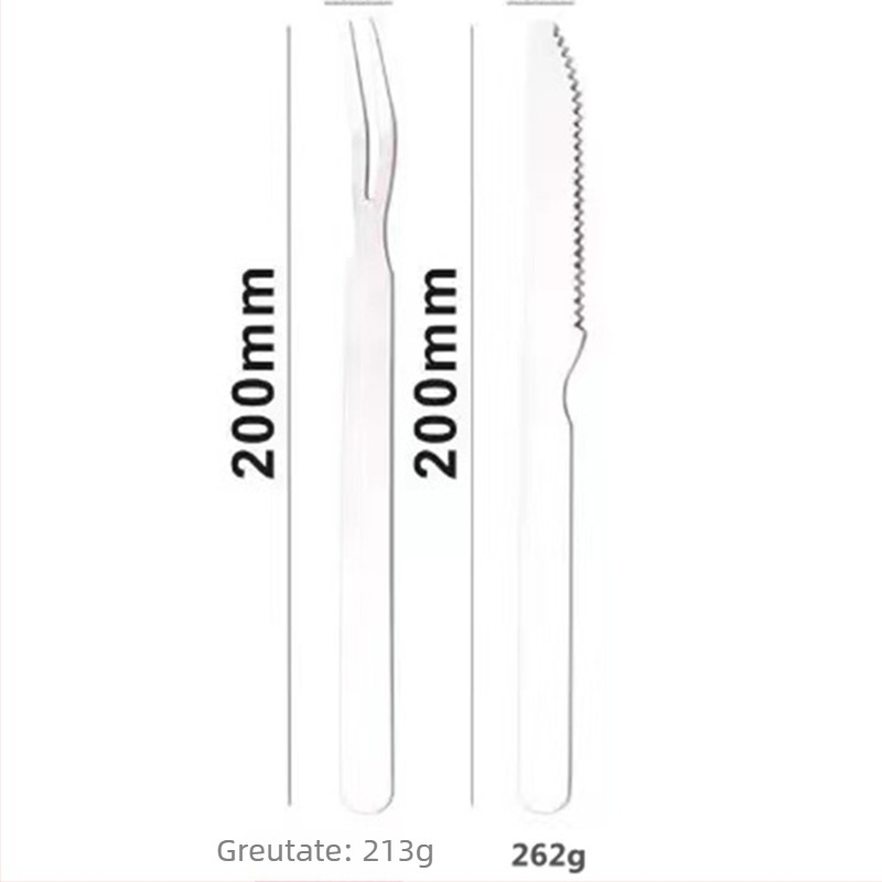 Set cuțit și furculiță pentru grătar din oțel inoxidabil, mâner plat și rotund, mâner lung, cuțit și furculiță pentru miel la friptură, tacâmuri în stil occidental