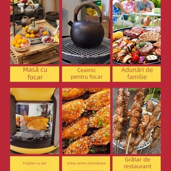 Gril rotund din oțel inoxidabil pentru exterior, plasă de grătar îngroșată pentru barbecue coreean