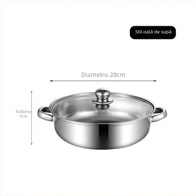 Oală de aburi din oțel inoxidabil, 28 cm, capacitate mare, strat simplu și strat dublu, pentru preparate fierbinți, imprimare logo disponibil