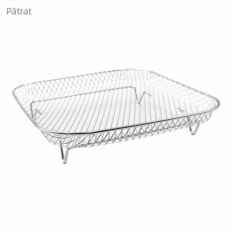 Gril din oțel inoxidabil 304 pentru aer și grătar, pentru legume și carne, suport de uscare și scurgere de ulei, grilă pentru microunde
