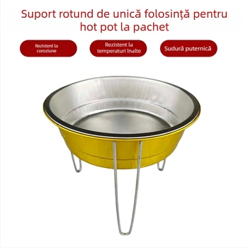 Suport rotund din folie de aluminiu, de unică folosință, pentru pește la grătar, barbecue și hot pot