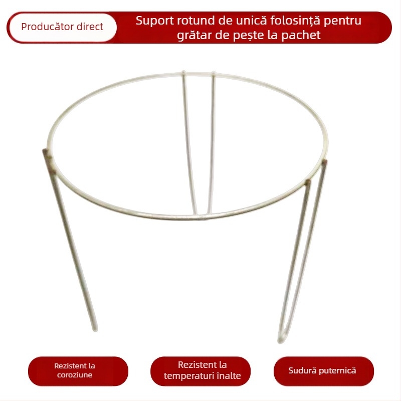 Suport rotund din folie de aluminiu, de unică folosință, pentru pește la grătar, barbecue și hot pot