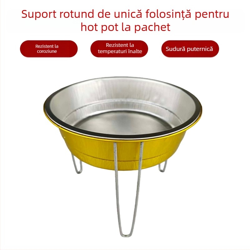 Suport rotund din folie de aluminiu, de unică folosință, pentru pește la grătar, barbecue și hot pot