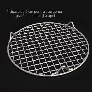 Grătar rotund din oțel inoxidabil 304, cu picioare, pentru infuzarea ceaiului, rumenirea cărnii, scurgerea uleiului, afumare, coacere și utilizare cu friteza cu aer
