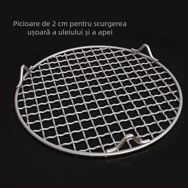 Grătar rotund din oțel inoxidabil 304, cu picioare, pentru infuzarea ceaiului, rumenirea cărnii, scurgerea uleiului, afumare, coacere și utilizare cu friteza cu aer