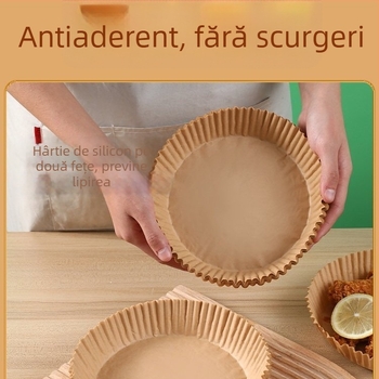 Hârtie de copt din silicon pentru air fryer, cu strat absorbant de ulei, pătrată, rezistentă la temperaturi înalte