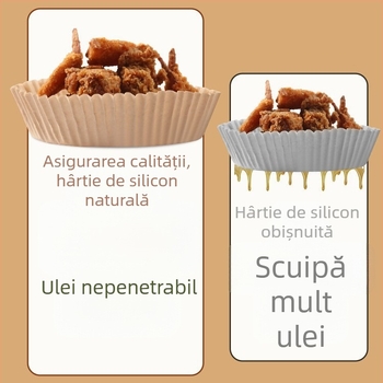 Hârtie de copt din silicon pentru air fryer, cu strat absorbant de ulei, pătrată, rezistentă la temperaturi înalte