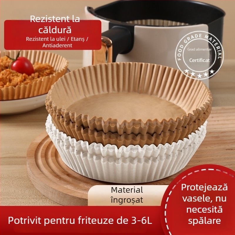 Hârtie de copt din silicon pentru air fryer, cu strat absorbant de ulei, pătrată, rezistentă la temperaturi înalte