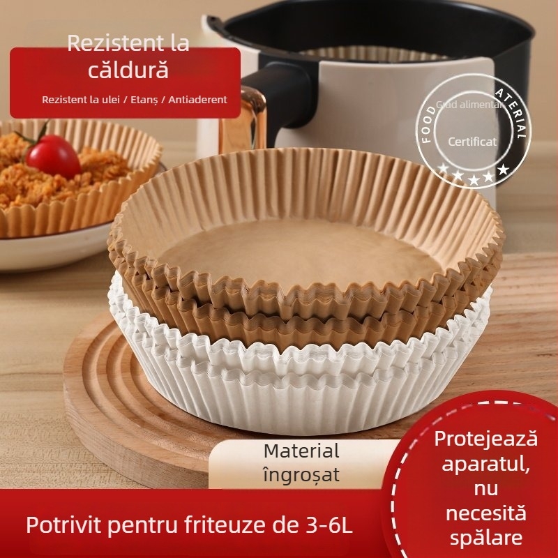 Hârtie de copt din silicon pentru air fryer, cu strat absorbant de ulei, pătrată, rezistentă la temperaturi înalte