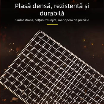 Plasă de grătar din oțel inoxidabil pentru legume și pește, cu clemă de prindere și paletă de grătar – unelte pentru exterior