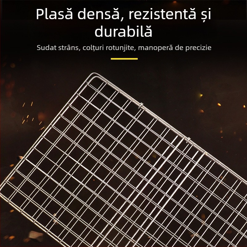 Plasă de grătar din oțel inoxidabil pentru legume și pește, cu clemă de prindere și paletă de grătar – unelte pentru exterior