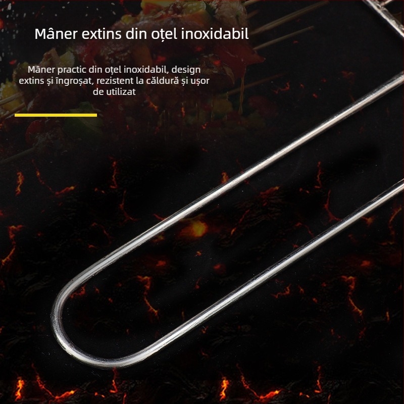 Plasă de grătar din oțel inoxidabil pentru legume și pește, cu clemă de prindere și paletă de grătar – unelte pentru exterior