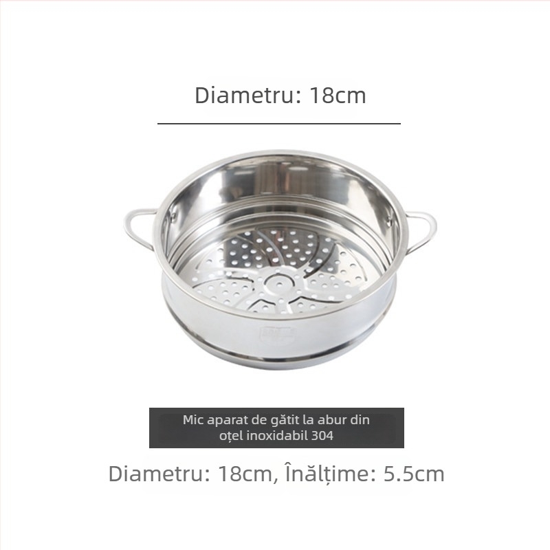 304 oțel inoxidabil, grosime, diametru mare, plasă de aburi, coș de aburi, tavă de aburi, suport de aburi, tigaie, cu posibilitate de stivuire, de calitate alimentară