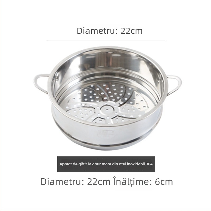 304 oțel inoxidabil, grosime, diametru mare, plasă de aburi, coș de aburi, tavă de aburi, suport de aburi, tigaie, cu posibilitate de stivuire, de calitate alimentară