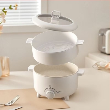 Oală electrică multifuncțională pentru uz casnic - aburire, fierbere, prăjire și sotare, cu interior antiaderent, compactă pentru cămin, oală mică pentru noodles