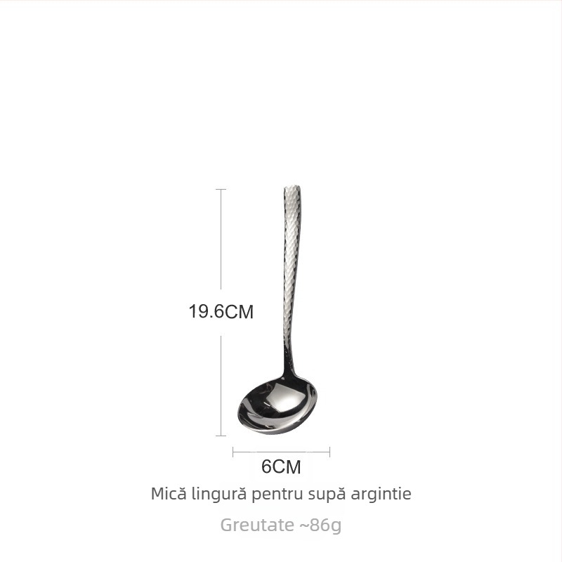 304 oțel inoxidabil, grosime dublă, textură ciocănită, lingură de supă cu mâner lung pentru oală fierbinte – pentru găluște și terci, auriu
