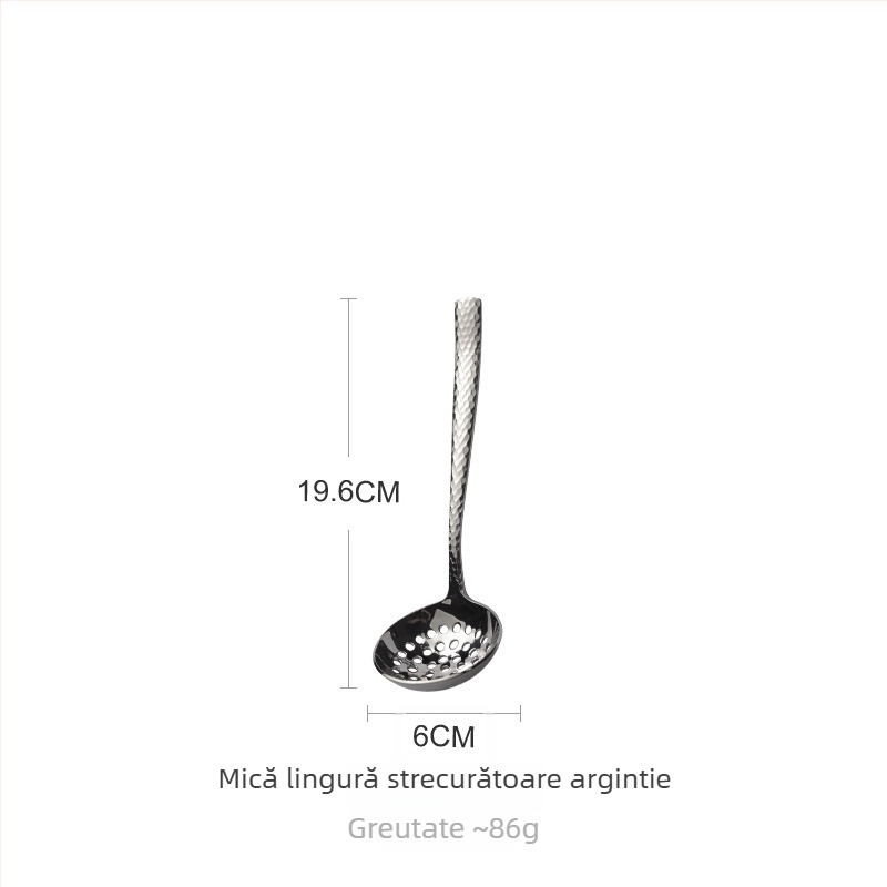 304 oțel inoxidabil, grosime dublă, textură ciocănită, lingură de supă cu mâner lung pentru oală fierbinte – pentru găluște și terci, auriu
