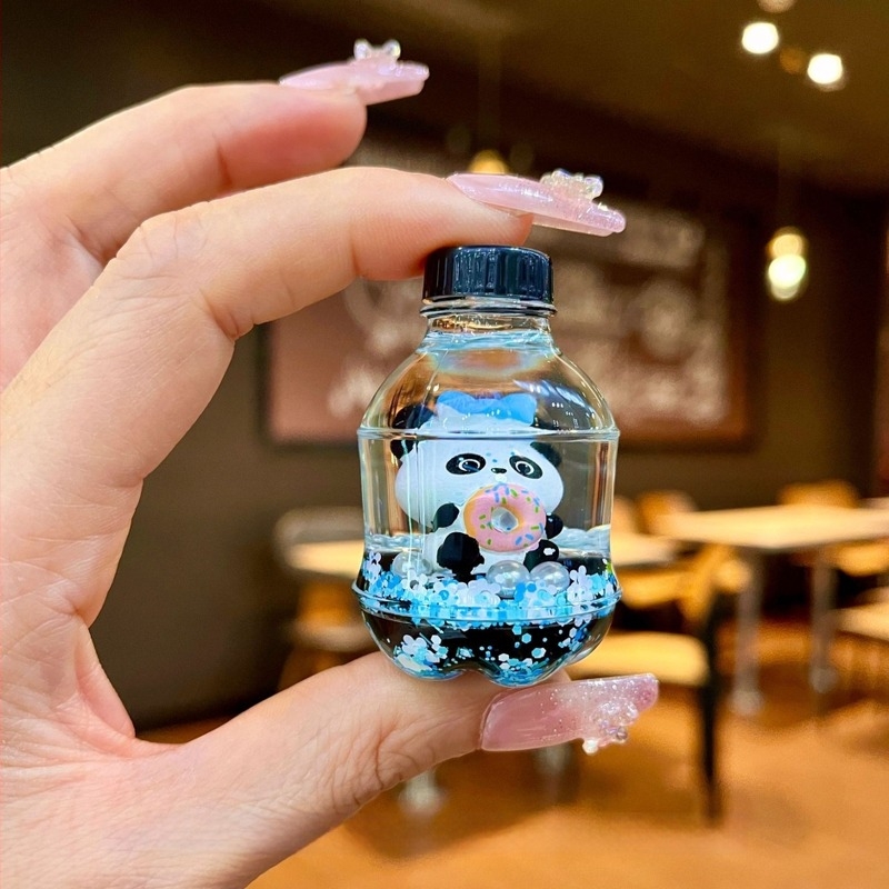 Ornament Panda cu sticlă de nisip și breloc acrilic — pandant drăguț