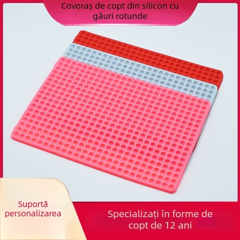 Covoraș din silicon cu găuri circulare, pentru bucătăria de acasă, suport de scurgere a uleiului și apei, potrivit pentru cuptor și cuptor cu microunde
