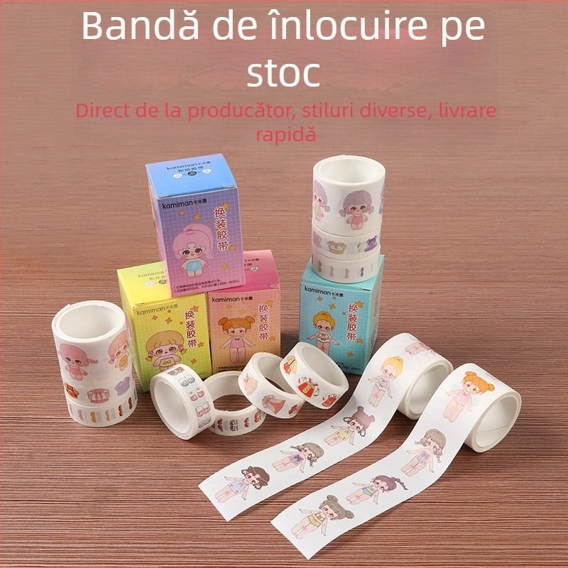 Bandă Washi cu prințese pentru planificator – personaje de desene animate drăguțe și autocolante pentru ținute