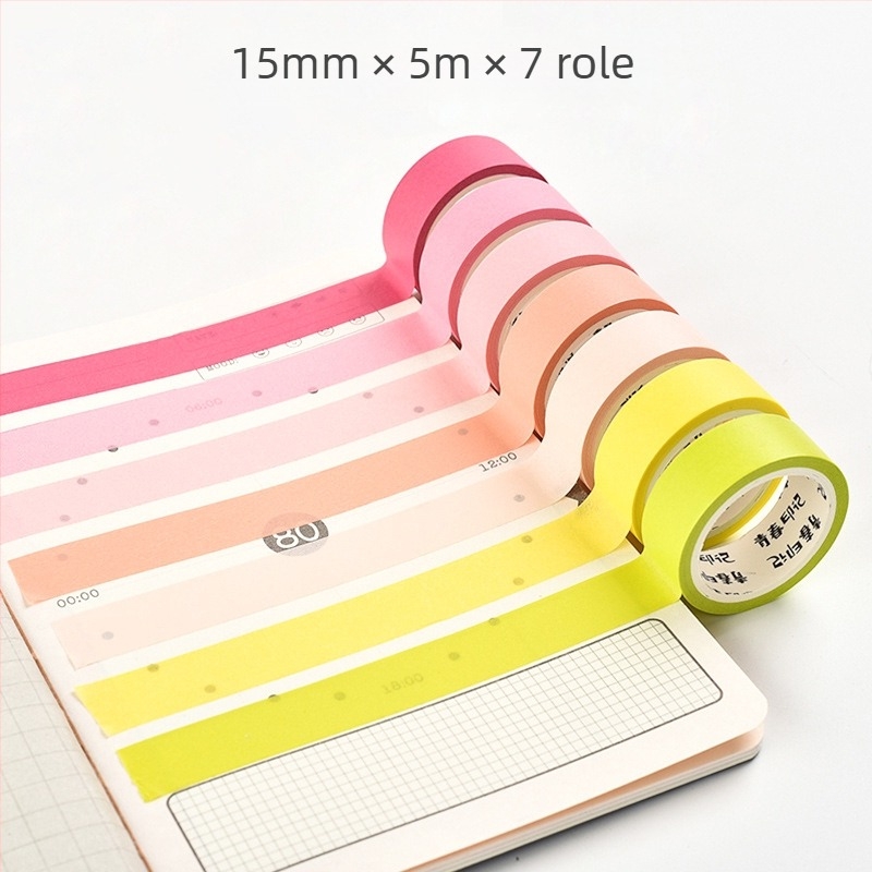 Macaron bandă washi de culoare solidă, pentru scriere în jurnal, autocolante pentru elevi
