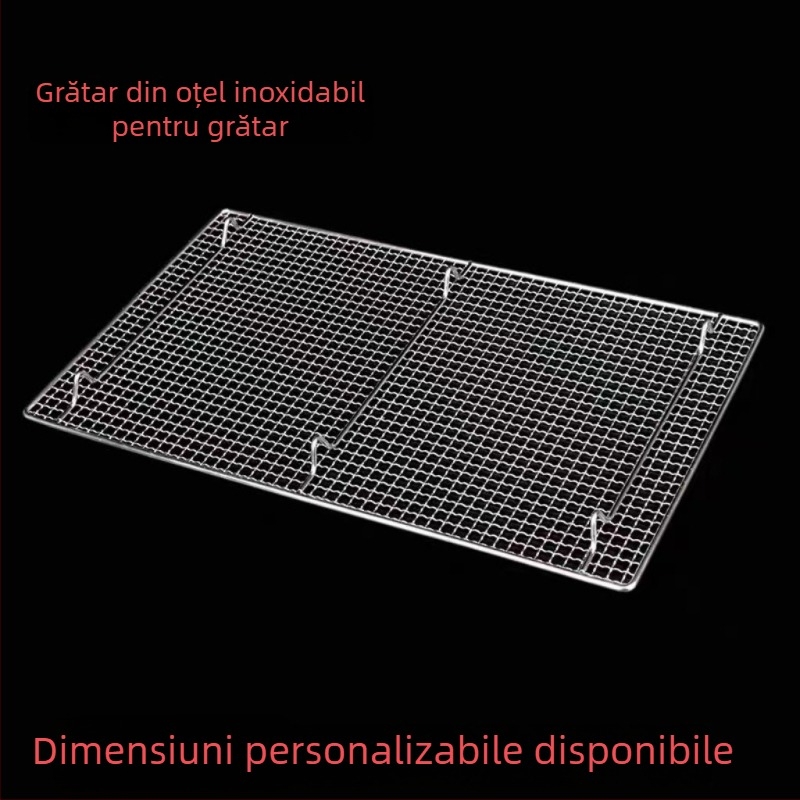 Tavă din oțel inoxidabil cu plasă, cu picioare, pentru grătar, coacere și drenaj de ulei