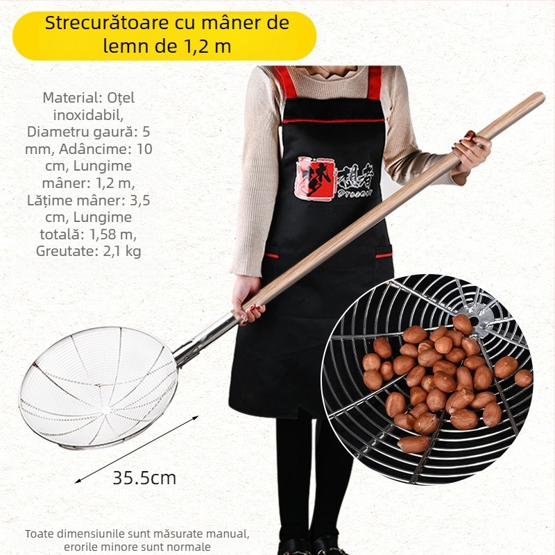 Lingură‑strecurătoare din oțel inoxidabil, mare, pentru prăjit – bucătărie comercială