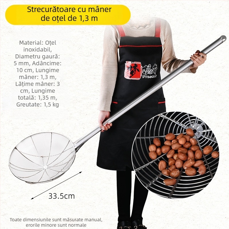 Lingură‑strecurătoare din oțel inoxidabil, mare, pentru prăjit – bucătărie comercială