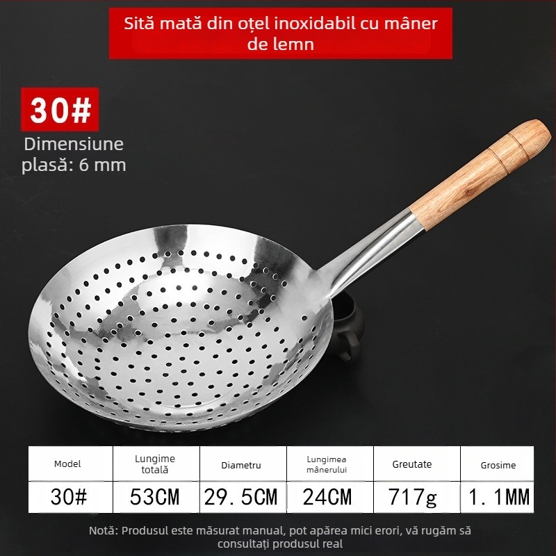 Lingură‑strecurătoare din oțel inoxidabil, mare, pentru prăjit – bucătărie comercială