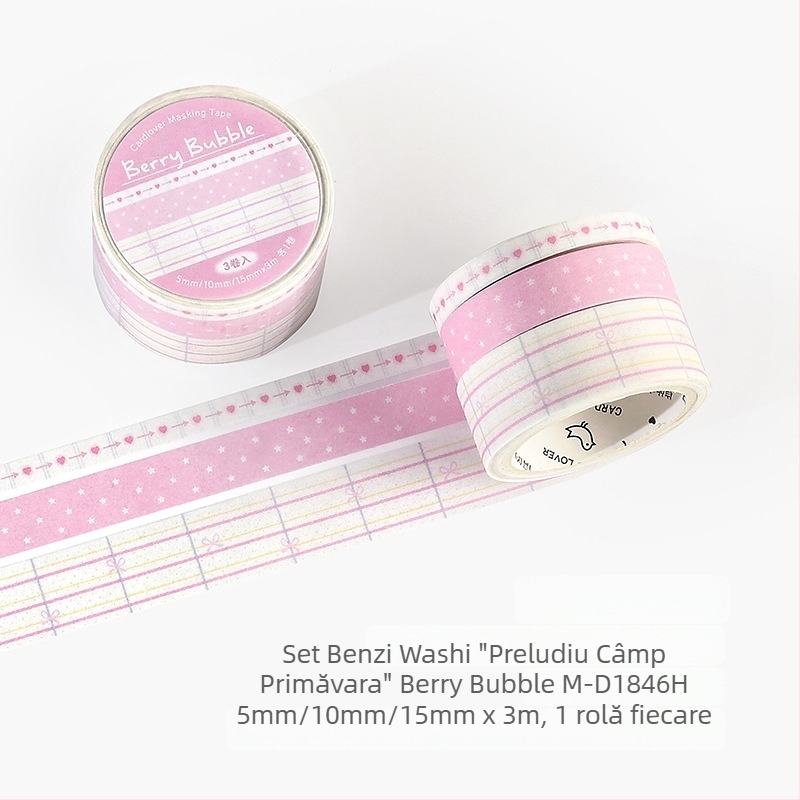 Set de benzi washi Letter Lover, seria Spring Prelude, benzi simple și proaspete pentru colaj