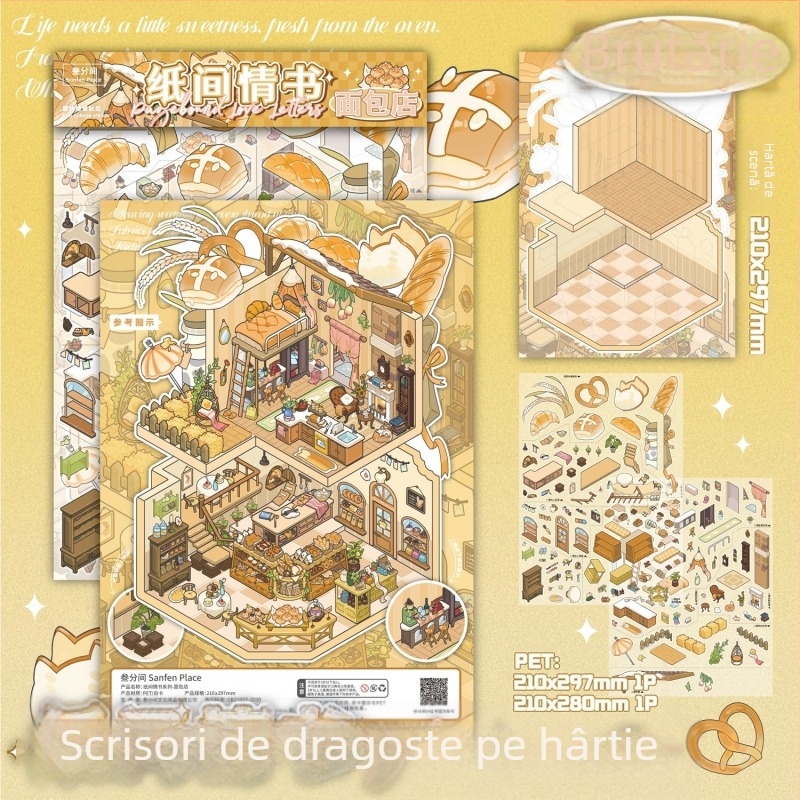 Stickere pentru decorul scenei camerei – seria Scrisoare de dragoste pe hârtie, decor DIY pentru jurnal