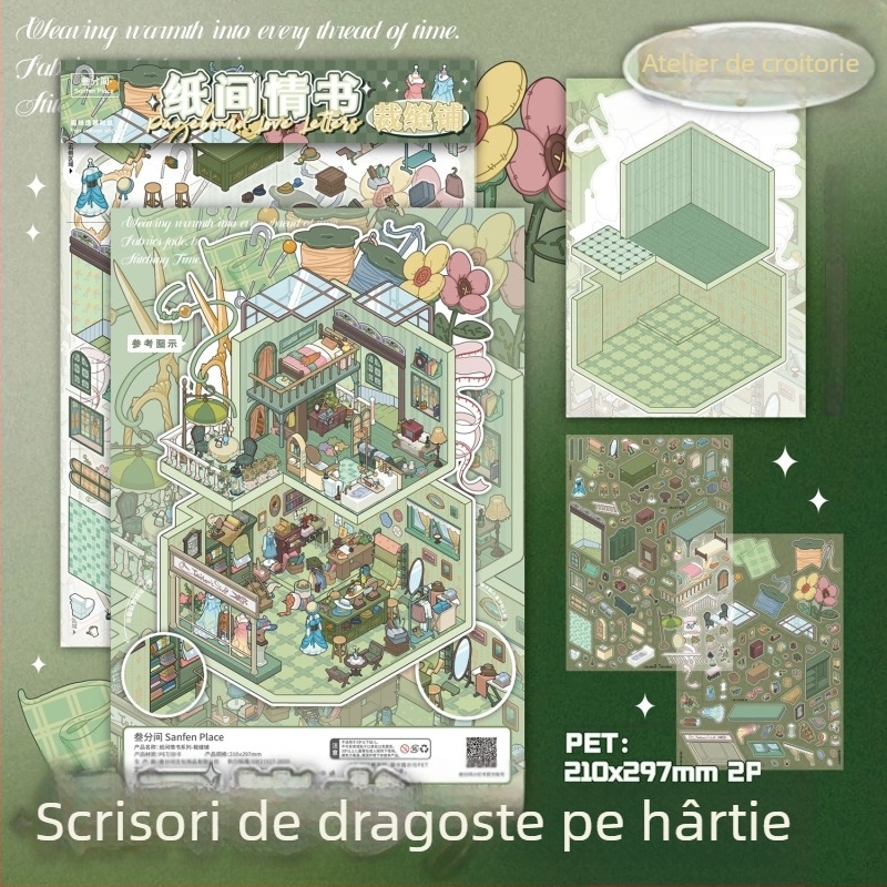 Stickere pentru decorul scenei camerei – seria Scrisoare de dragoste pe hârtie, decor DIY pentru jurnal