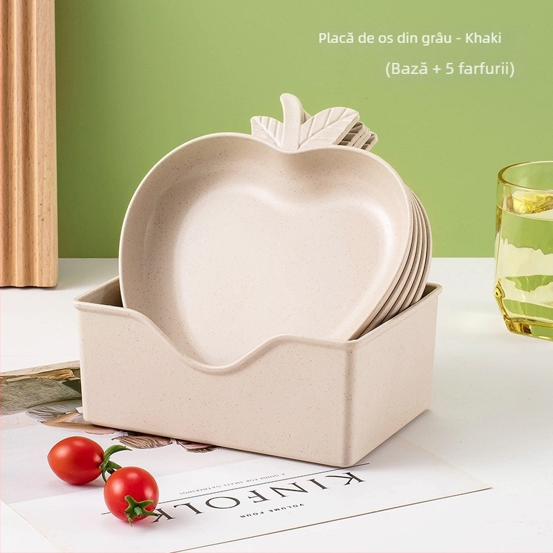 Farfurie din plastic cu bază, design creativ și drăguț pentru oase, fructe și legume