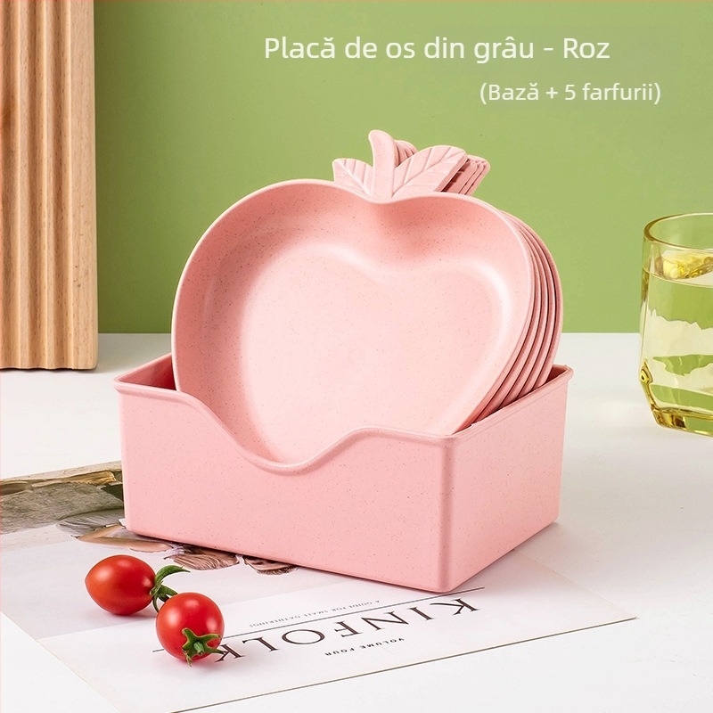 Farfurie din plastic cu bază, design creativ și drăguț pentru oase, fructe și legume