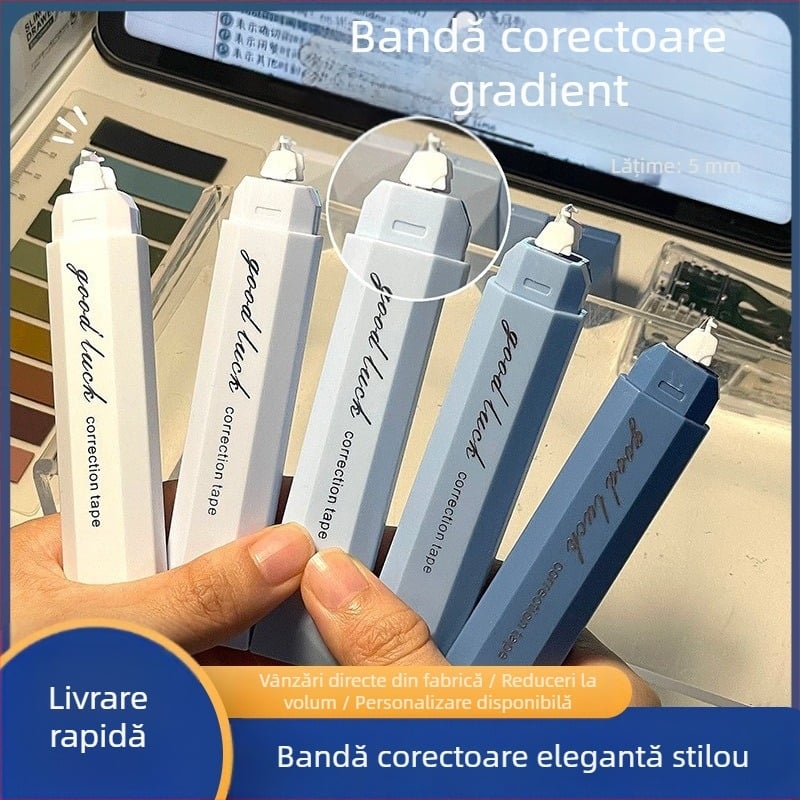 Bandă corectoare gradient, capacitate mare, silențioasă, netedă, portabilă, fără urme, de tip stil creion pentru elevi
