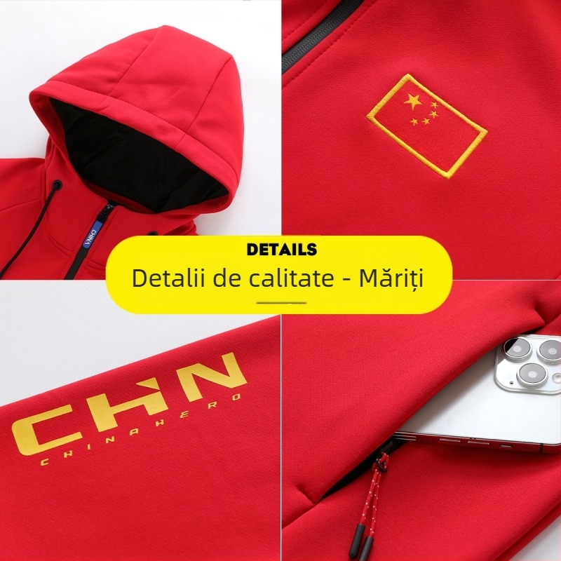 Îmbrăcăminte sport de iarnă îngroșată pentru antrenori, hanorac cu glugă unisex, set familial de jachete și bluze, personalizabil