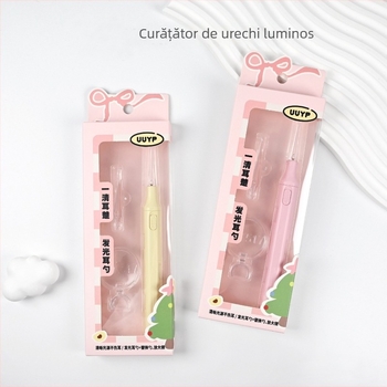 Youyouyipin Set minimalist de lingurițe pentru urechi din oțel inoxidabil — compact și portabil, cu luminescență