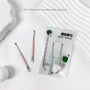 Youyouyipin Set minimalist de lingurițe pentru urechi din oțel inoxidabil — compact și portabil, cu luminescență