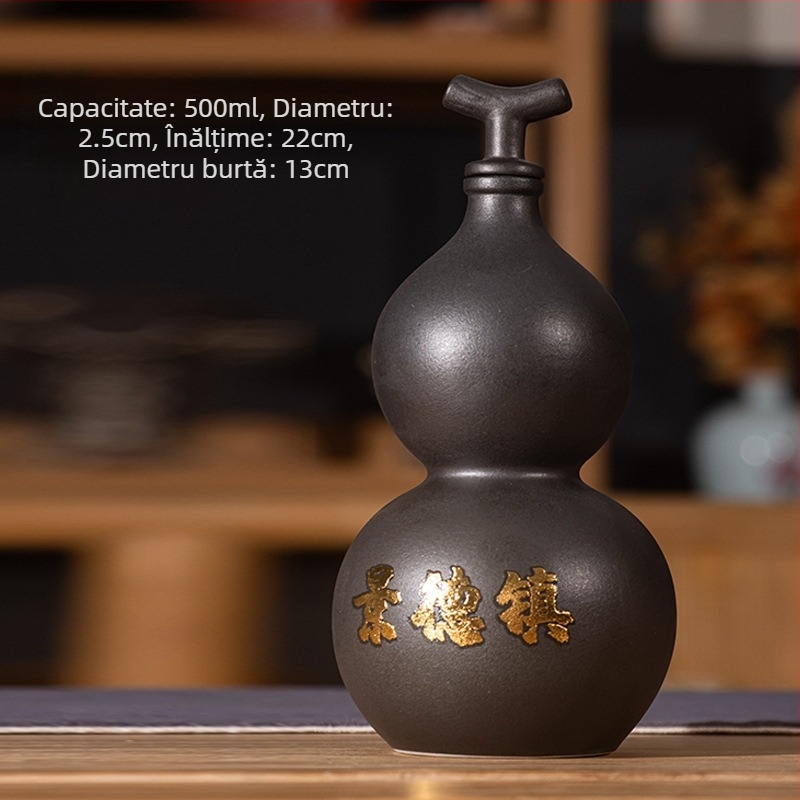 Ceainic ceramic în formă de dovleac pentru ceai cu lapte, apă și vin – portabil pentru exterior