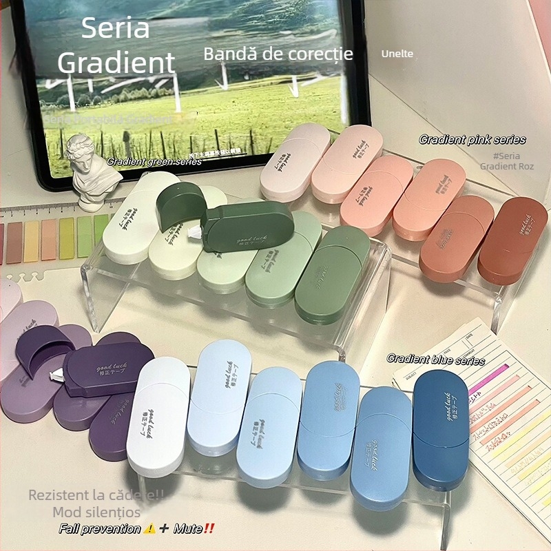 Bandă corector gradient Macaron, capacitate mare, accesoriu școlar drăguț și portabil pentru elevi