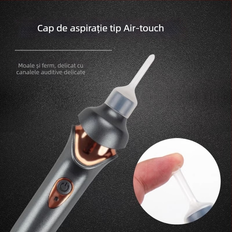 Lingură electrică pentru urechi cu aspirație pentru cerumen, curățare delicată, luminoasă, pentru copii, cu cataramă de siguranță