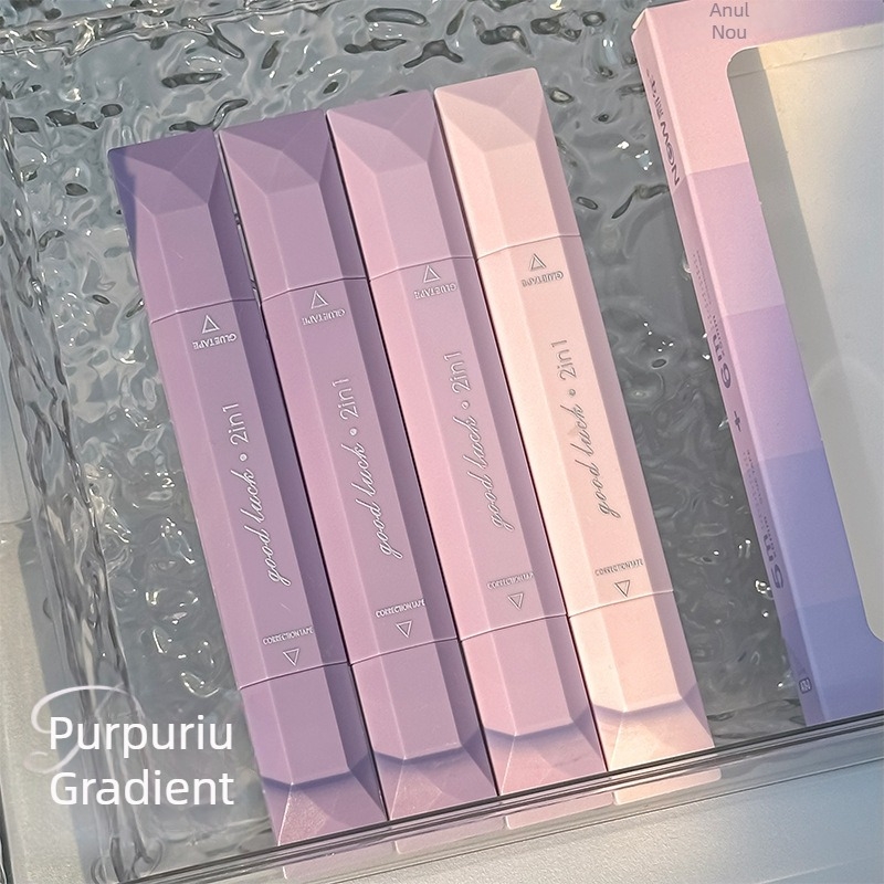 Bandă corectoare dublă, în formă de stilou, cu lipire prin puncte, două într-una, transparentă și elegantă, pentru elevi și copii, pentru proiecte handmade